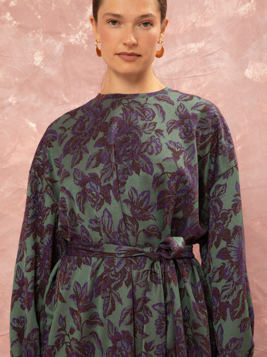 JACQUARD OVERSIZED DRESS - FLORAL