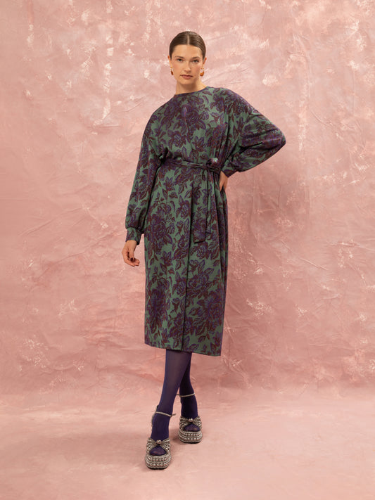 JACQUARD OVERSIZED DRESS - FLORAL