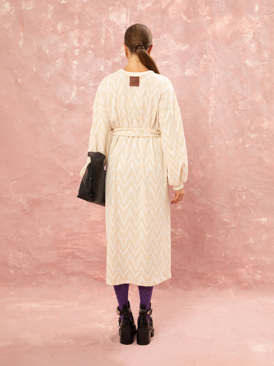KNITTED OVERSIZED DRESS - BEIGE