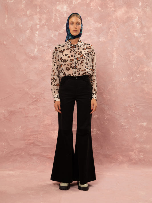 OVERSIZED CHIFFON SHIRT - LEOPARD