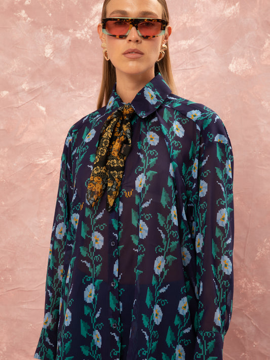 OVERSIZED CHIFFON SHIRT - MOONFLOWERS
