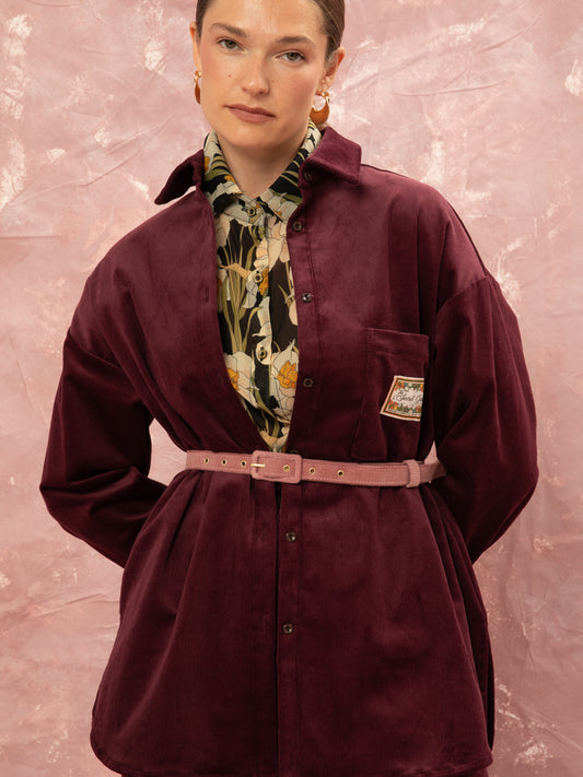 OVERSIZED CORDUROY SHIRT - BURGUNDY