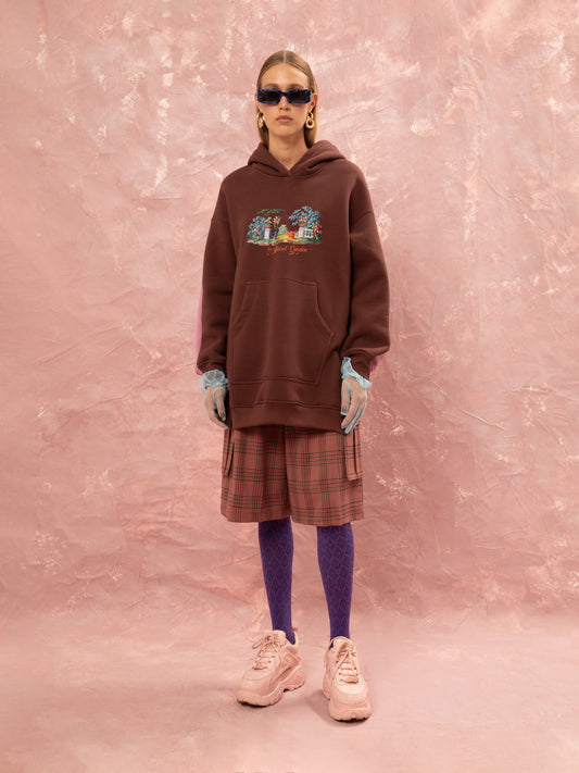 OVERSIZED HOODIE - BROWN/PINK
