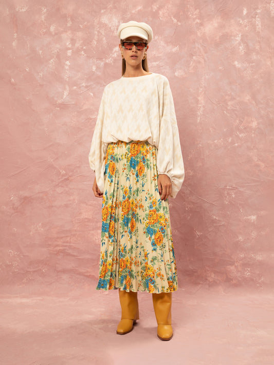 KNITTED BALLOON TOP - BEIGE