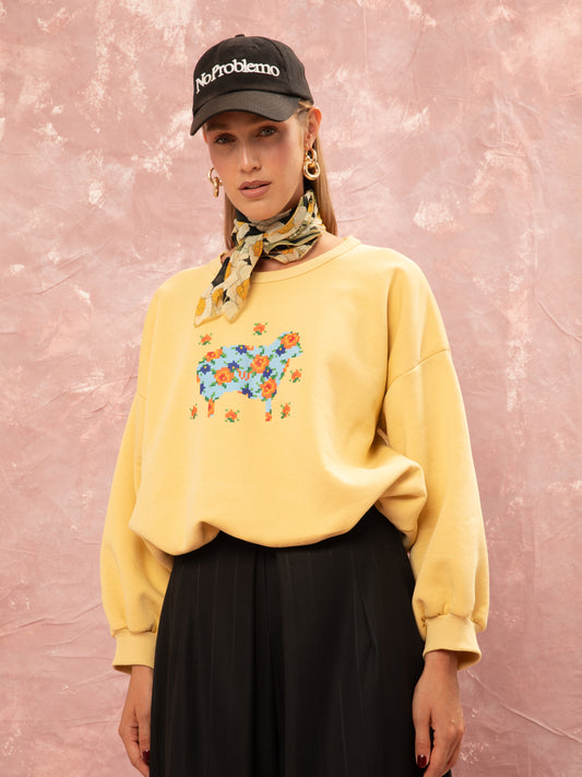 CROPPED FUTTER SWEATER - YELLOW