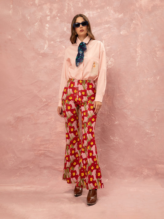 LOVE LETTER POPLIN SHIRT - PINK