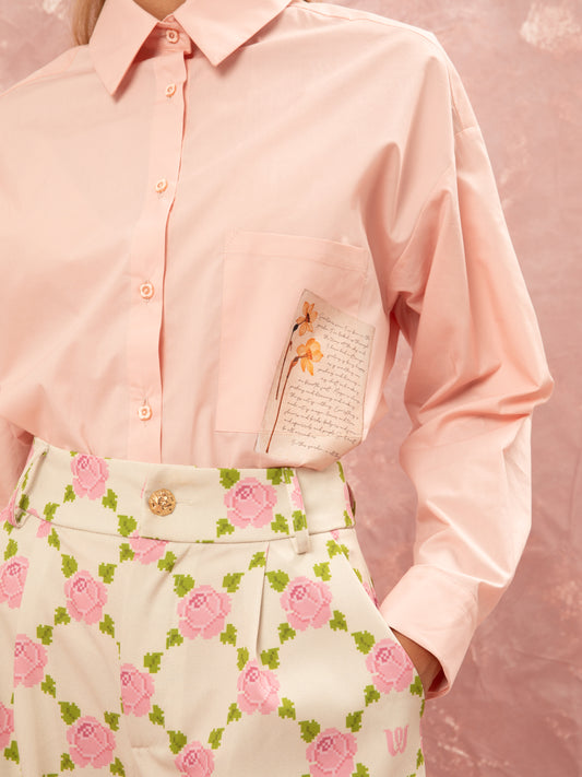 LOVE LETTER POPLIN SHIRT - PINK