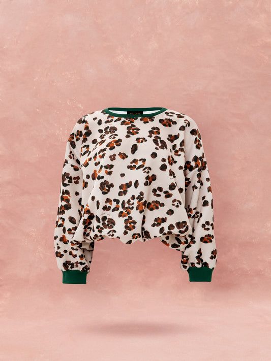 CROPPED FUTTER SWEATER - LEOPARD