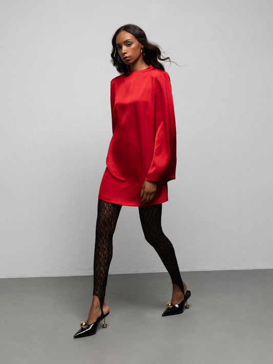 LACE STIRRUP LEGGINGS - BLACK