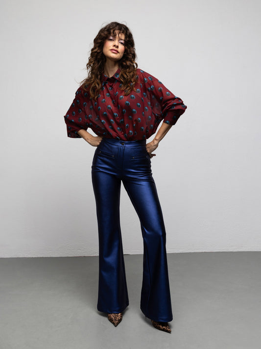 BOWIE PANTS - METALLIC BLUE