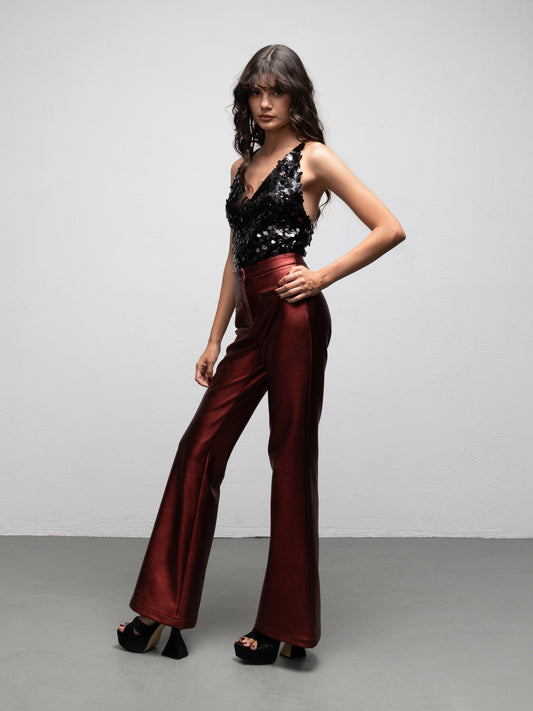 BOWIE PANTS - METALLIC RED