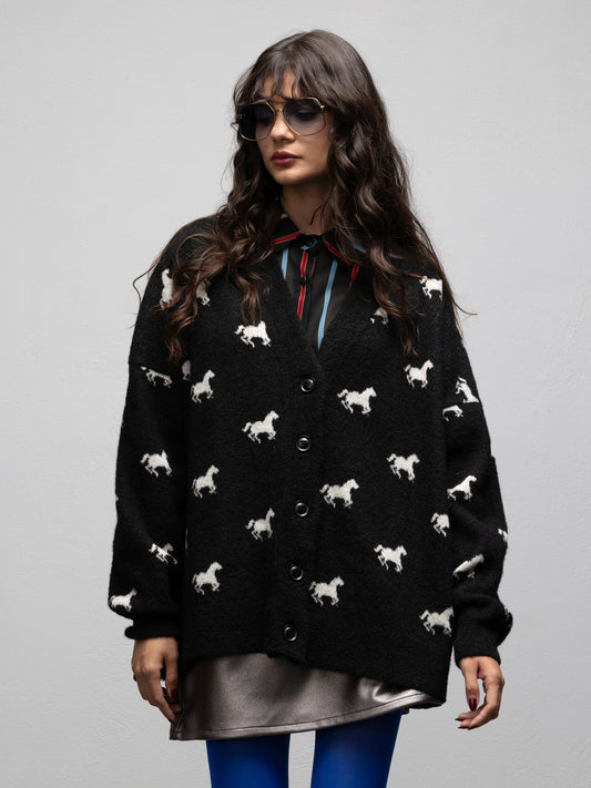 PALOMA KNIT CARDIGAN - HORSES