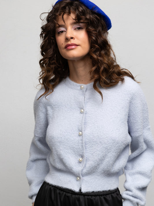 BEVERLY KNIT CARDIGAN - LIGHT BLUE