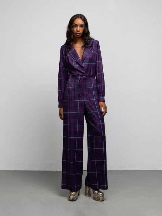 DEBBIE JUMPSUIT - CHECK PURPLE