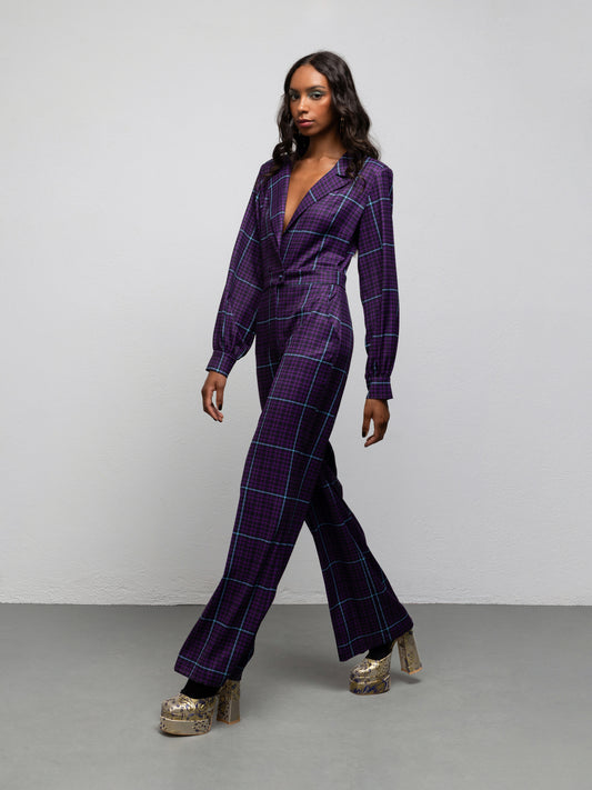 DEBBIE JUMPSUIT - CHECK PURPLE