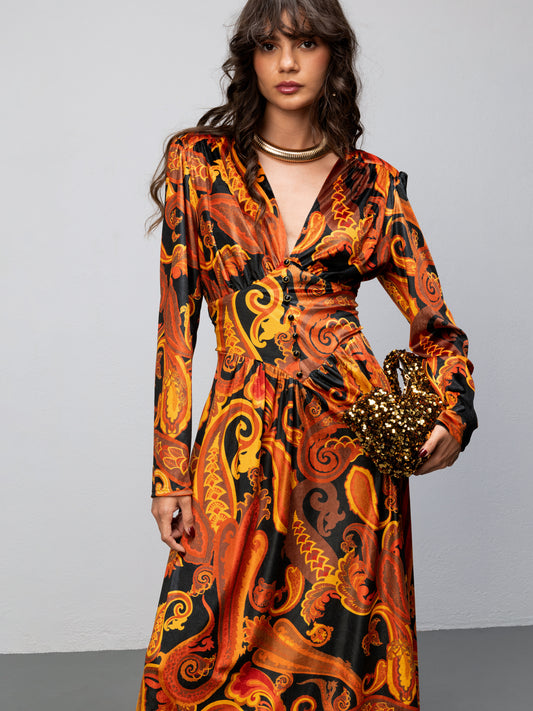 CASABLANCA DRESS - PAISLEY BLACK