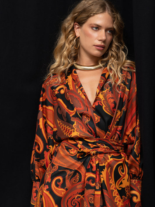 MANHATTAN DRESS - PAISLEY BLACK