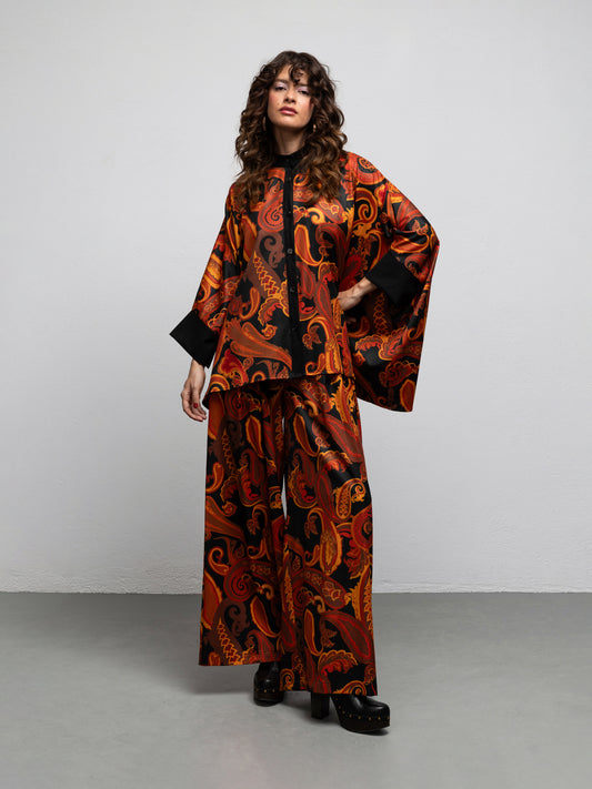 PEARL KAFTAN SHIRT - PAISLEY BLACK