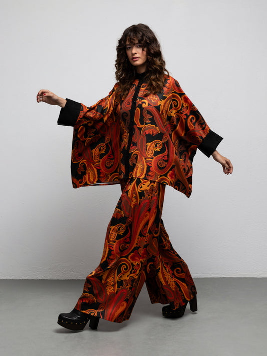 PEARL KAFTAN SHIRT - PAISLEY BLACK