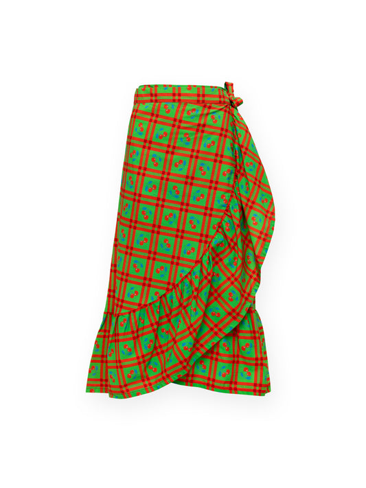 WRAP MIDI SKIRT - PICNIC GREEN