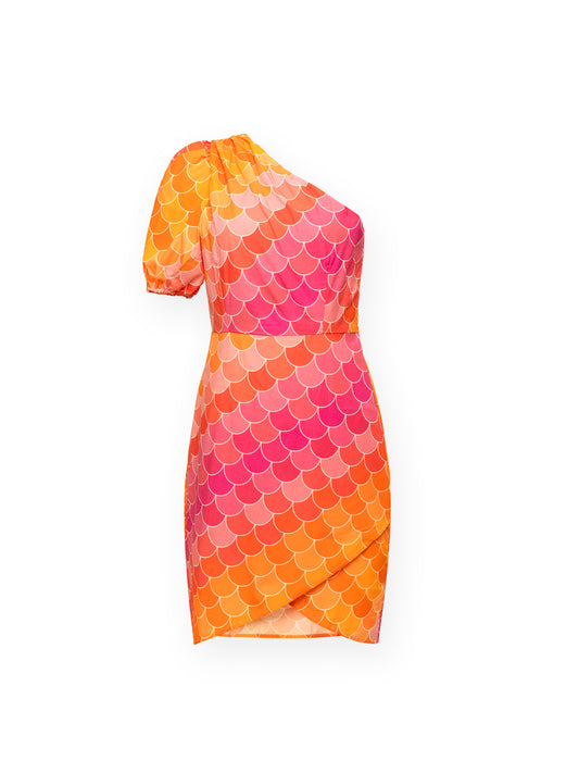 ONE SHOULDER MINI DRESS - MERMAID FUCHSIA