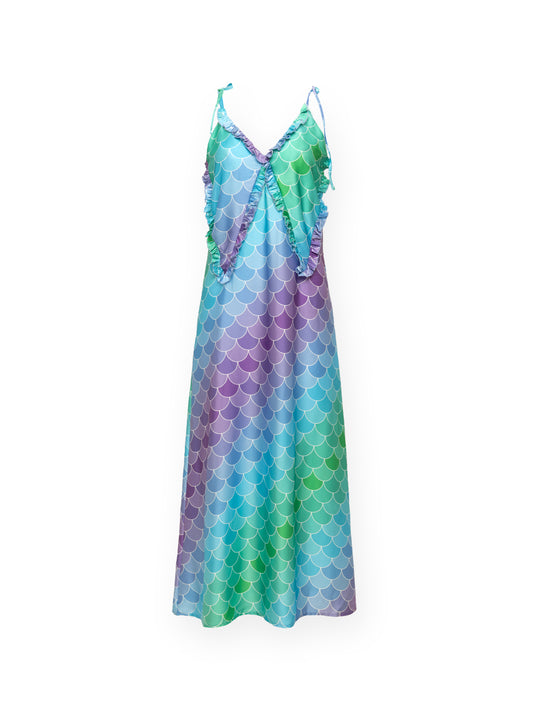 MAXI SLIP DRESS - MERMAID BLUE