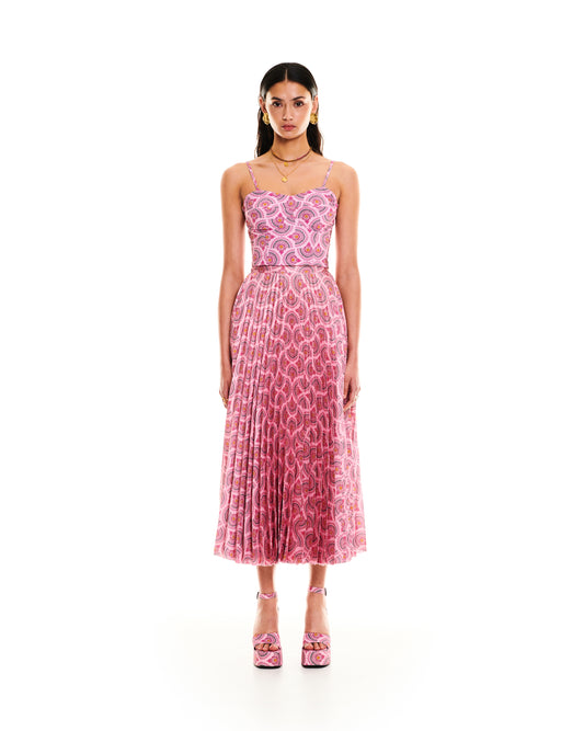 PLEATED WRAP SKIRT - CACTUS PINK