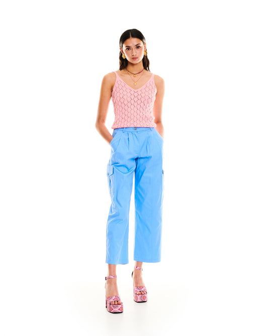 TAPERED CARGO PANTS - LIGHT BLUE