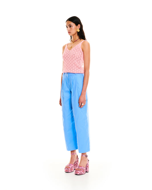 TAPERED CARGO PANTS - LIGHT BLUE