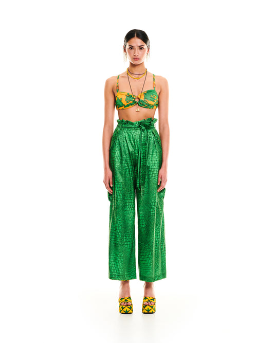PAPERBAG CARGO PANTS - CROCO GREEN