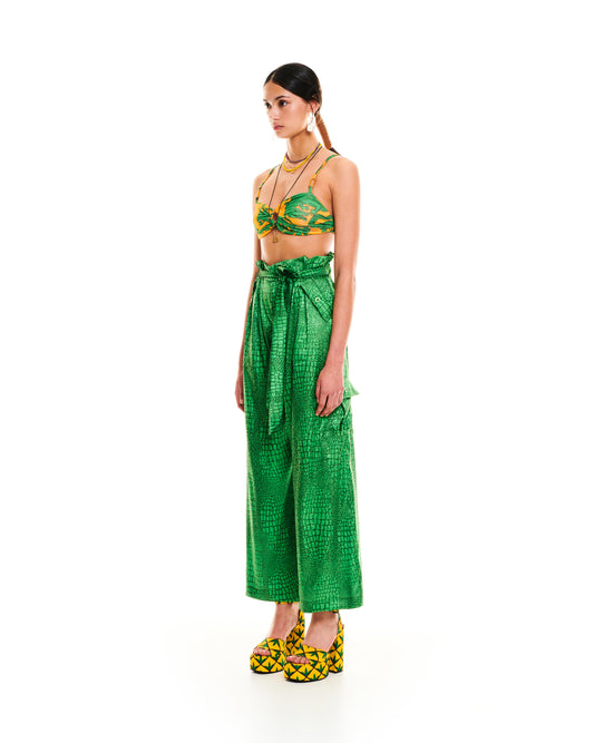 PAPERBAG CARGO PANTS - CROCO GREEN