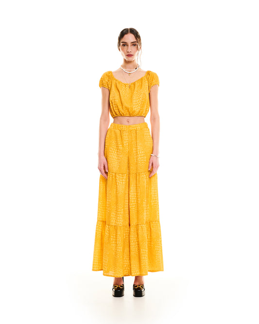 TIERED PANTS - CROCO YELLOW