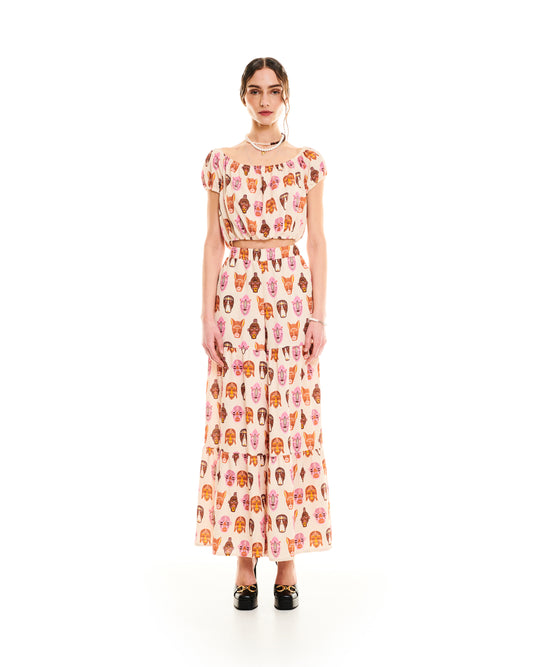 TIERED PANTS - MASKS IVORY