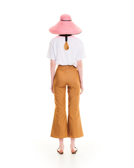 FLARED POPLIN PANTS - BEIGE