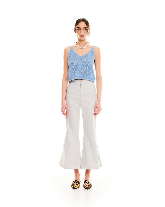 FLARED POPLIN PANTS - ICE GREY