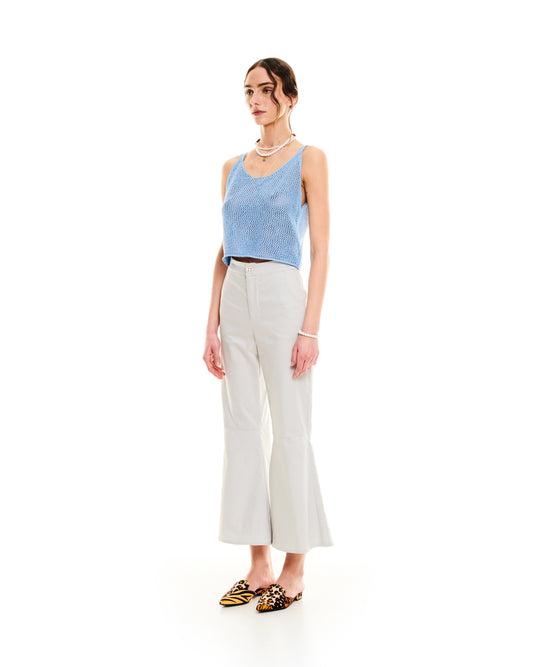 FLARED POPLIN PANTS - ICE GREY