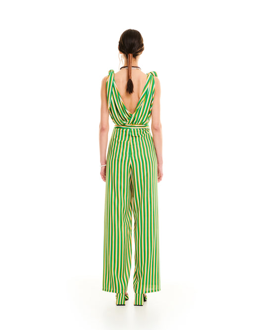 PAREO WRAP PANTS - STRIPES GREEN