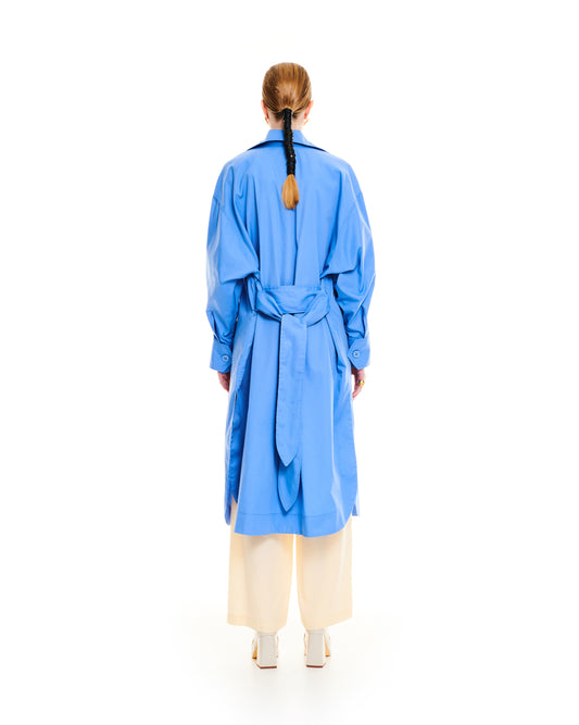 LIGHTWEIGHT TRENCH COAT - LIGHT BLUE