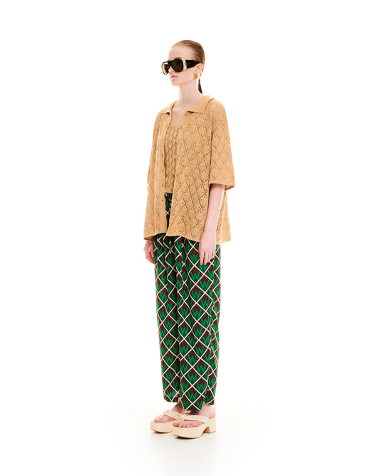 OPEN-KNIT SHIRT - BEIGE