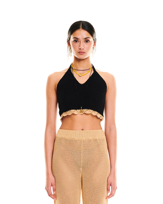OPEN-KNIT BUST - BLACK