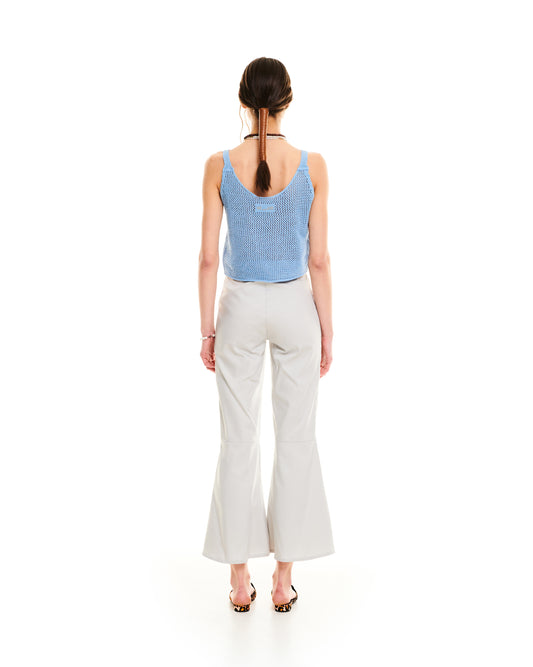 OPEN-KNIT CROP TOP - LIGHT BLUE