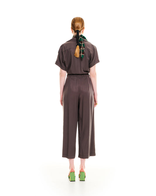 NOTCHED LAPELS JUMPSUIT - TAUPE