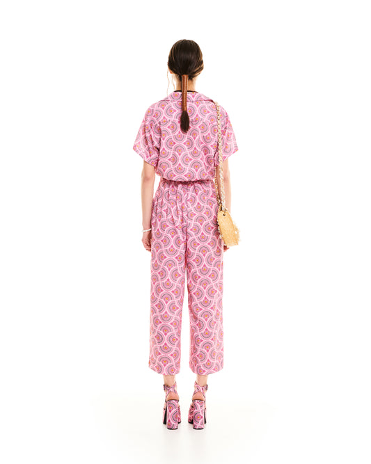 NOTCHED LAPELS JUMPSUIT - CACTUS PINK