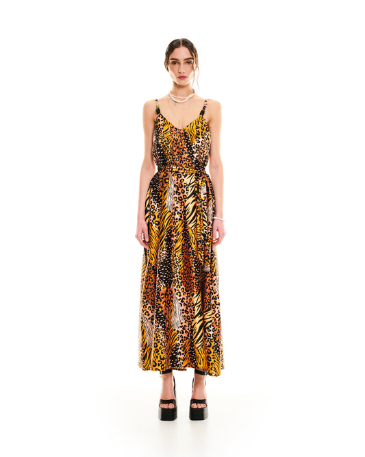 A-LINE JACQUARD DRESS - ANIMAL PRINTS