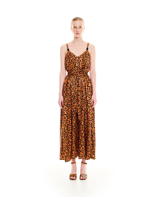 A-LINE JACQUARD DRESS - LEOPARD LOGO
