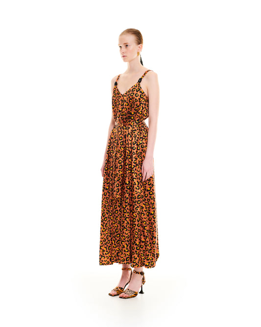 A-LINE JACQUARD DRESS - LEOPARD LOGO