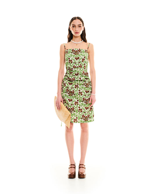 STRAIGHT MIDI DRESS - FLORAL IVORY