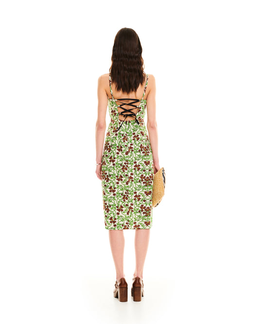 STRAIGHT MIDI DRESS - FLORAL IVORY