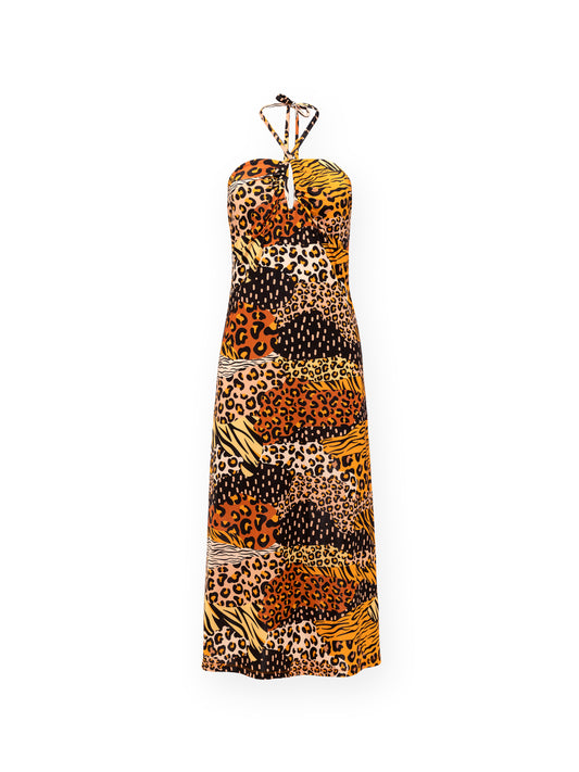 HALTERNECK JERSEY DRESS - ANIMAL PRINTS