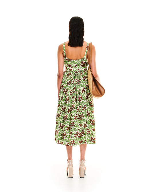 SMALL COLLAR MIDI DRESS - FLORAL IVORY